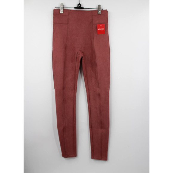 Spanx Faux Suede High Waisted Leggings Womens Small Rich Rose New NWT - Picture 2 of 10